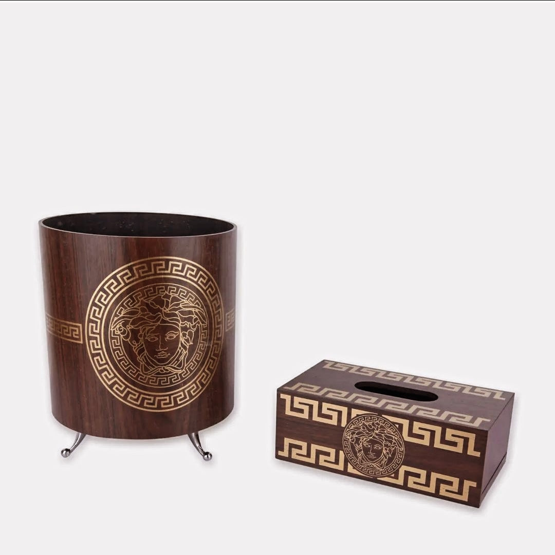 Luxury Brands Tissue Box & DustBin Set