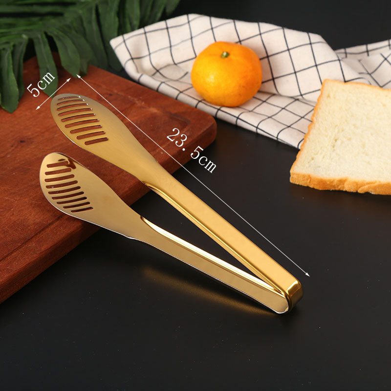 Gold Hollow Bread Clip Tong | Food Serving Tong