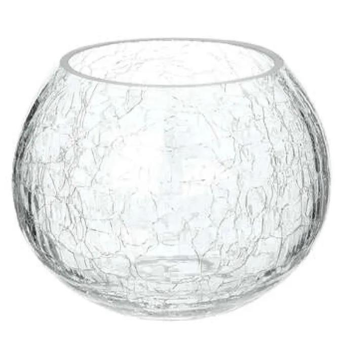 Transparent Cracked Round Glass Vase Bowl