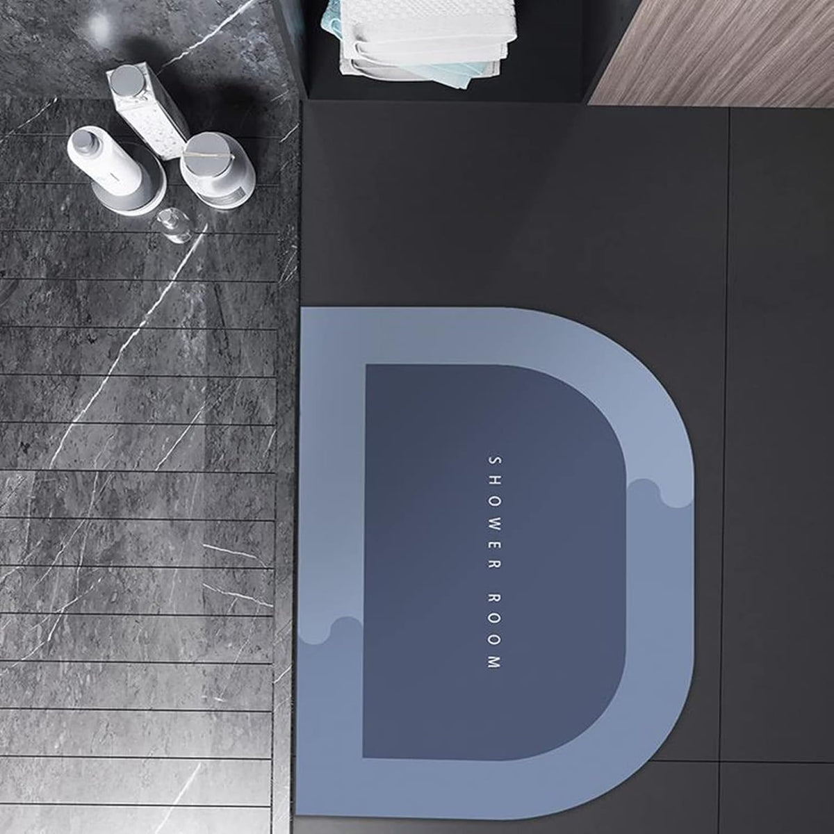 D-Shaped Quick Dry Absorbent Anti-slip Bathroom Door Mat - Home Hatch