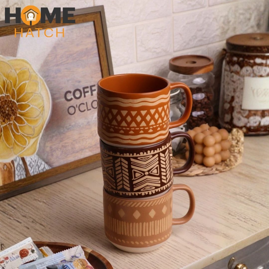 Tribal Pattern Ceramic Coffee Mugs