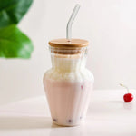 TropiCool Glass Tumbler with Bamboo Lid & Straw – 450ml