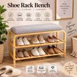 2 tier bamboo shoe rack bench, bamboo shoe rack with seat, shoe rack bench with cushion, wooden shoe rack bench, entryway shoe storage organizer, 2 tier shoe rack Pakistan, bamboo shoe bench Pakistan, shoe rack with cushioned seat Pakistan, shoe storage bench Pakistan, wooden shoe stand with seat, shoe organizer with seating, open shelf shoe rack, bamboo shoe storage shelves, hallway shoe rack bench, shoe rack for bedroom, modern entryway furniture Pakistan, space saving shoe rack bench, two tier shoe organ