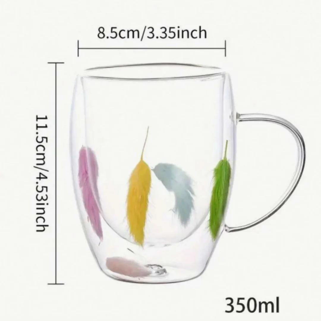 Dried Flower Double Walled Glass Coffee Mug