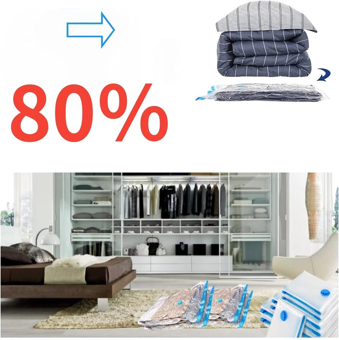 6-Piece Vacuum Storage Bags with Hand Pump – Compression Storage Set – Home Hatch Pakistan”