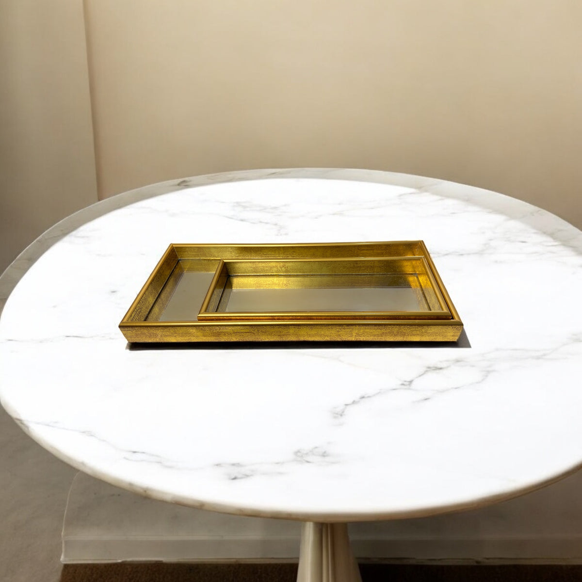 Versatile Gold Border Elegant Serving Mirror Tray