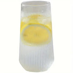 Vertical Stripe Drinking Glass Tumbler – Heat Resistant Mug for Iced Coffee & Drinkware