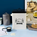 Vintage Metal Rice Storage Container with Cup & Handle – Airtight Lid