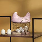 Golden Egg Storage Basket With Ceramic Lid | Hen Basket