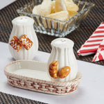 Food Design Salt and Pepper Shakers Set With Tray For Dining Table | Kitchen Accessories