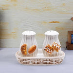 Food Design Salt and Pepper Shakers Set With Tray For Dining Table | Kitchen Accessories