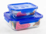 2pcs Rectangular Airtight Glass Food Storage Containers