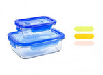 2pcs Rectangular Airtight Glass Food Storage Containers