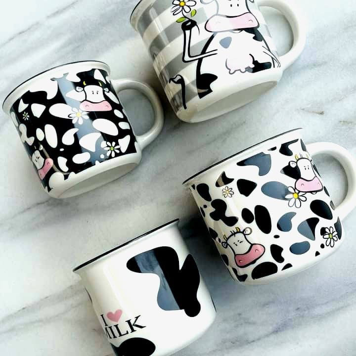 Cute Cow Face Ceramic Coffee Tea Mugs