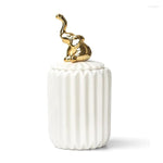 Gold Animal Lid White Ceramic Candy Jar | Storage Jar | Center Piece