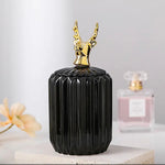 Gold Animal Lid Black Ceramic Candy Jar | Storage Jar | Center Piece