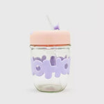 HoHo Glass Cup With Straw and Silicone Lid 350ML