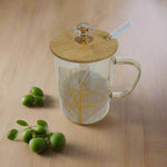 Tree printed Tumbler With Bamboo Lid and Glass Straw