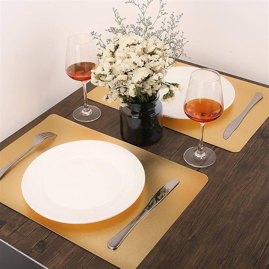 Golden Serving Table Mats | Washable Placemats