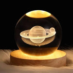 3D Galaxy Crystal Ball Night Light With Wooden Base - Small