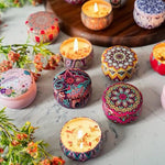 Pair of Scented Candle Tin Jars With Dried Flower