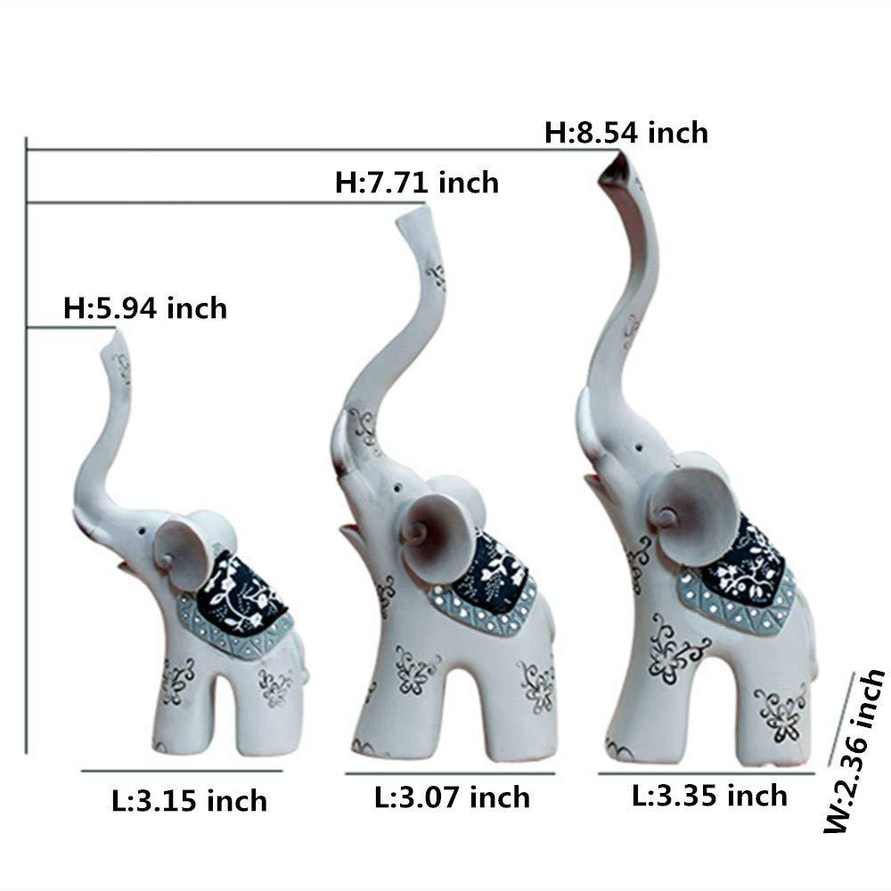 Decorative Elephant Figurine Set of 3 – Luxury Ceramic Elephant Statues for Home Décor