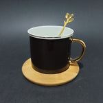 Ceramic Mug with Bamboo Round Saucer and Spoon | Coffee Mug