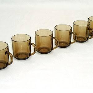 Plain Simple Brown Glass Tea Cup | Coffee Mug Set of 6-240ml