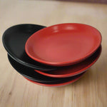 Black and Red Matte Finished Color All Purpose Porcelain Plates