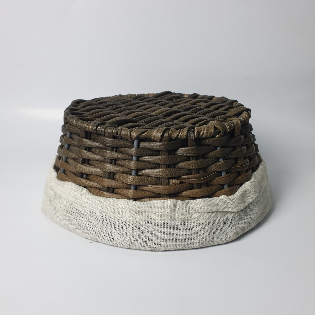 Round Cloth Covered Braided Basket | Vanity Basket