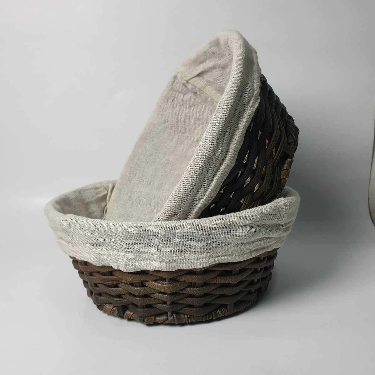 Round Cloth Covered Braided Basket | Vanity Basket