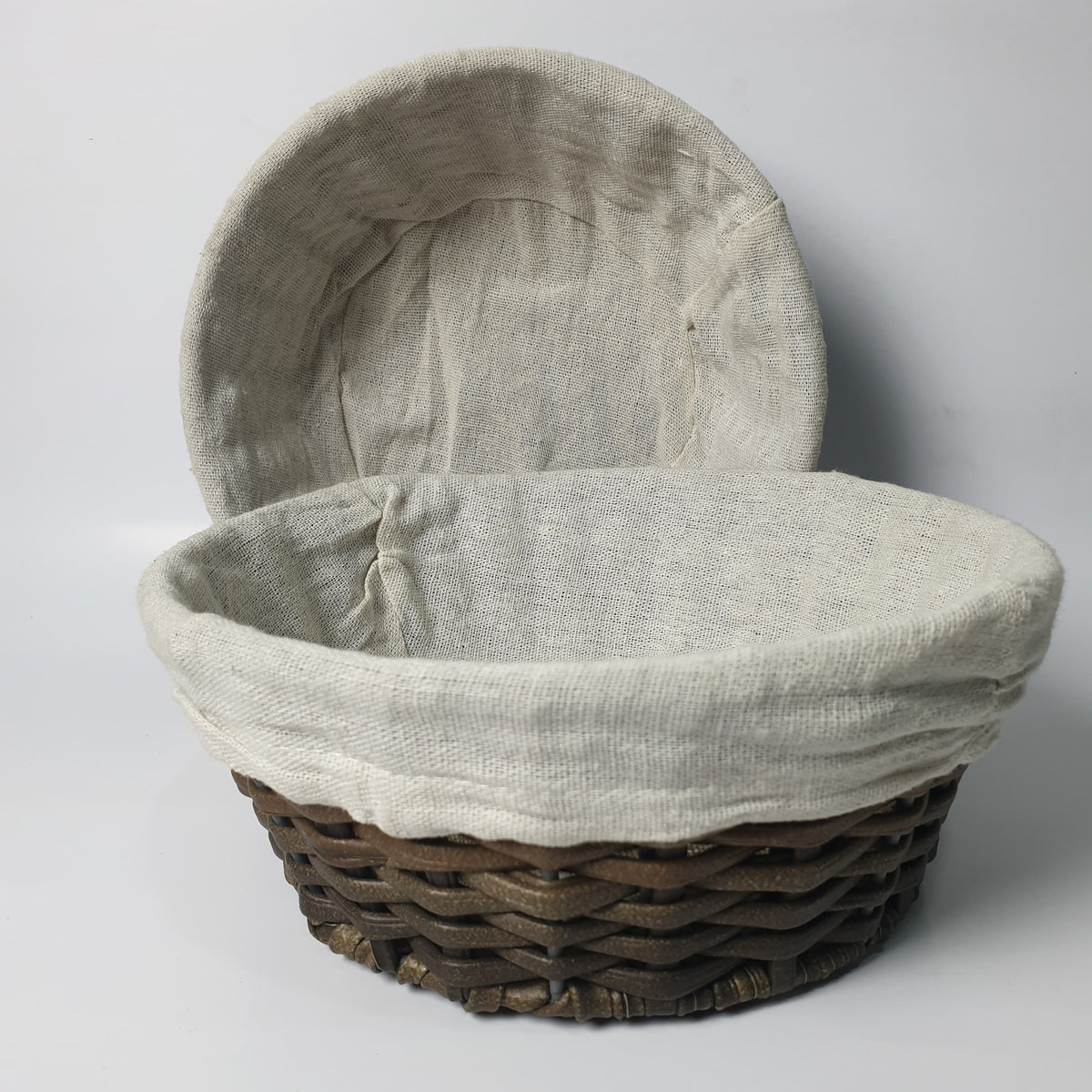 Round Cloth Covered Braided Basket | Vanity Basket