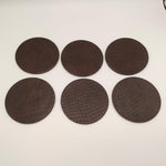 Round 6-Pcs Crocodile Pattern Faux Leather Tea Coasters