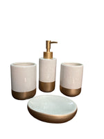 White Matte with Gold Base Bath Set - 4pcs - Home Hatch