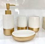 White Matte with Gold Base Bath Set - 4pcs - Home Hatch