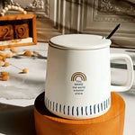 White Luxury Porcelain Weather Prompts Coffee Mug With Lid And Spoon