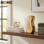 White & Gold Abstract Ceramic Vase – Modern Sculptural Decorative Vase