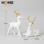 White & Gold Geometric Deer Figurine Set – Modern Resin Animal Sculptures for Home Décor in Pakistan