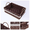 Wicker Storage Basket with Handles | Cloth Covered Braided | Set of 2