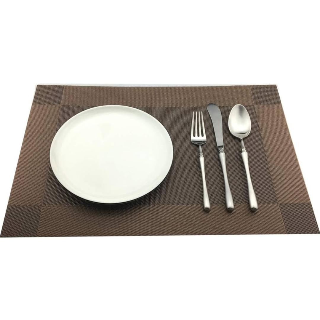 Woven Rectangle Dining Table Serving Mats | Washable Placemats - 6Pcs