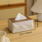 Geometric Textured Tissue Box with Wooden Lid – Luxury Decorative Tissue Holder