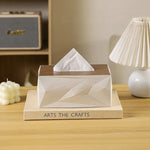 Geometric Textured Tissue Box with Wooden Lid – Luxury Decorative Tissue Holder