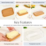 Bamboo Wood Butter Dish With Transparent Acrylic Lid
