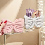 Bow Shape Ceramic Toothbrush Holder | Elegant Bathroom Organizer Cup