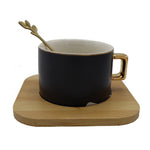 Ceramic Mug with Bamboo Square Saucer and Spoon | Coffee Mug