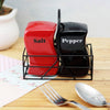 Ceramic Salt & Pepper Shaker Set with Metal Holder