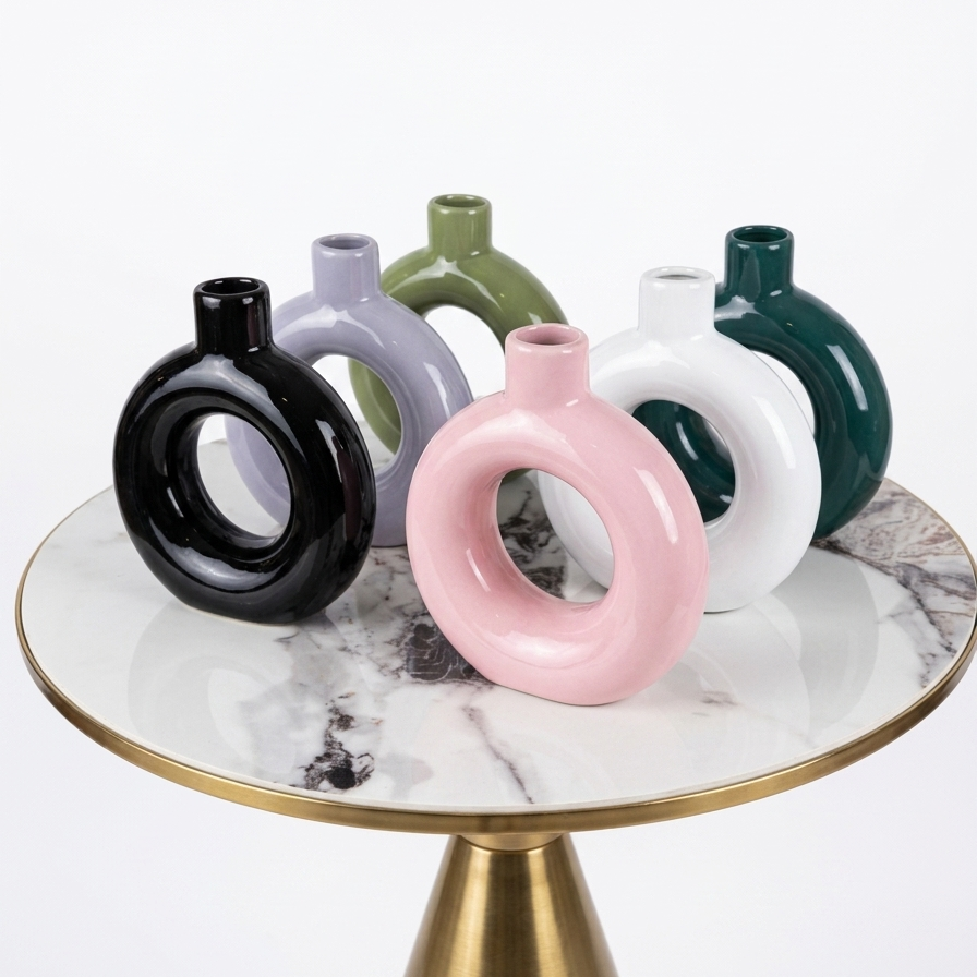 contemporary donut ceramic vase modern decorative home décor accent Home Hatch Pakistandonut ceramic vase Pakistanmodern home decor vaseaesthetic vase Pakistanceramic decorative vaseminimalist vase decorHome Hatch vasescandinavian home decor Pakistandried flower vaseunique shape vasemodern table decor