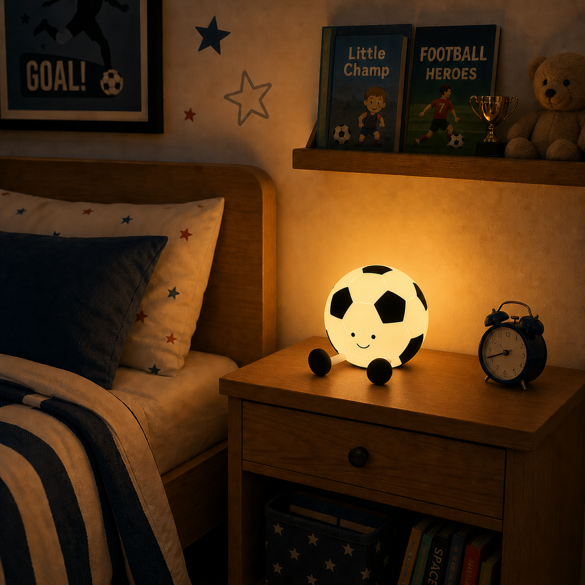 cute football LED silicone night light USB rechargeable bedside lamp for kids bedroom