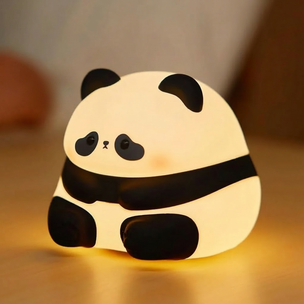 cute silicone LED night light USB rechargeable touch control chubby panda lamp – Pakistan