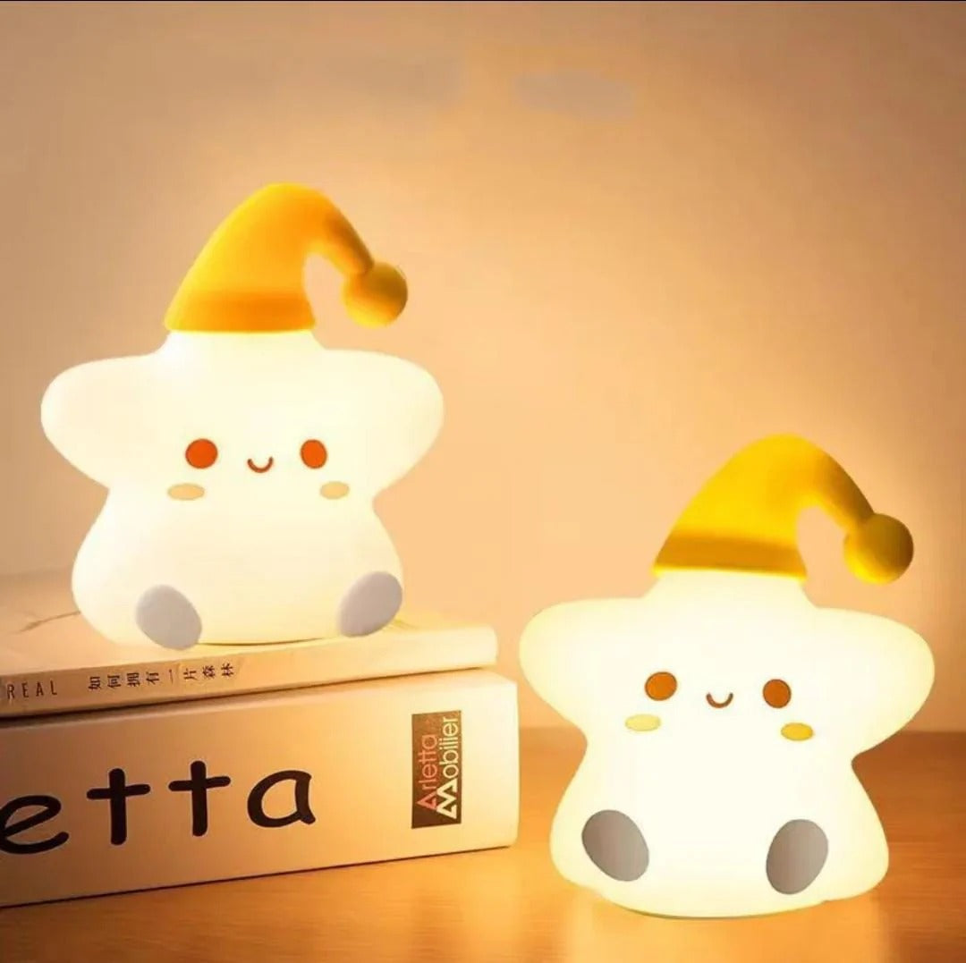 cute silicone LED night light USB rechargeable touch control star lamp – Pakistan